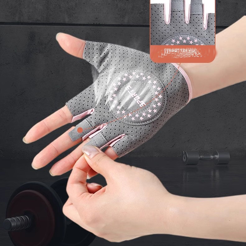 Yoga Fitness Spinning - ผู้หญิง Anti-SLIP สวมใส่ฟิตเนส Half Finger ถุงมือสําหรับโยคะปั่นจักรยานกีฬาขี่จักรยาน-ดูดซับเหงื่อ