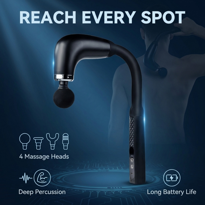 Vibration Massage Gun - ปืนนวดกล้ามเนื้อไฟฟ้า 4 หัว นวดเนื้อเยื่อลึก บรรเทาอาการปวด พกพาสะดวก