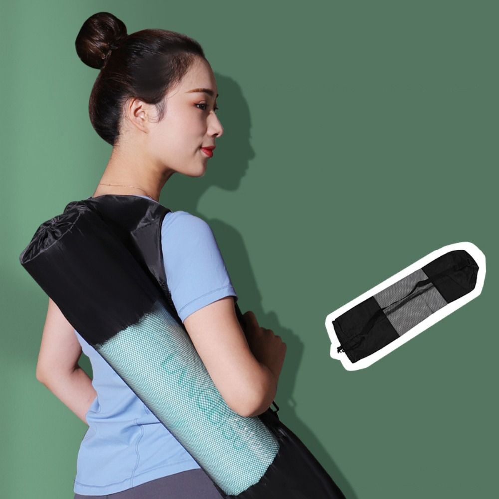 Yoga Of Fitness Mat - สายรัดไหล่ปรับได้ กระเป๋าใส่เสื่อโยคะ กันน้ำ กระเป๋าใส่เสื่อโยคะแบบพกพา กระเป๋าตาข่ายสีดำ กระเป๋ากีฬาระบายอากาศได้