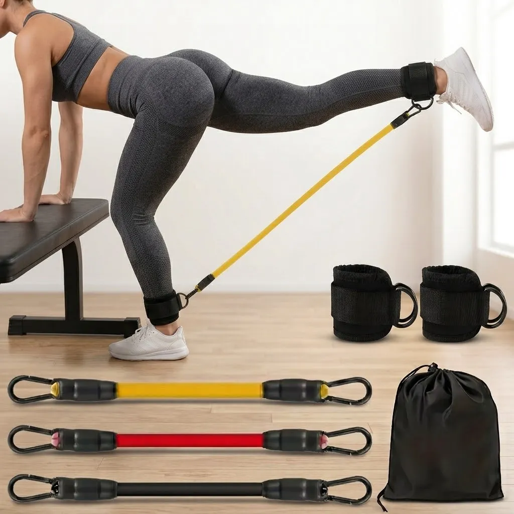 Yoga Fitness Resistance Band - สายรัดข้อเท้าแบบมีแรงต้าน 5 ชิ้น | ปลอกแขนปรับระดับได้สำหรับการฝึกความแข็งแรง, โยคะ