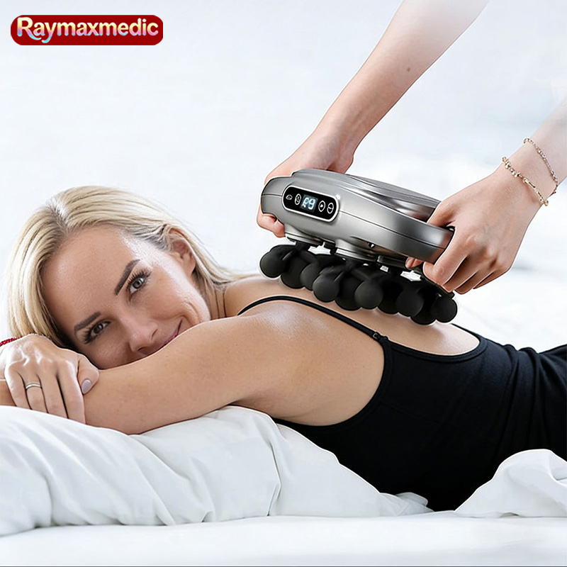 Vibration Massage Gun - ปืนนวดกล้ามเนื้อ Raymax 22 หัว ปืนนวดสั่นสะเทือนความถี่สูง สำหรับนวดหลัง
