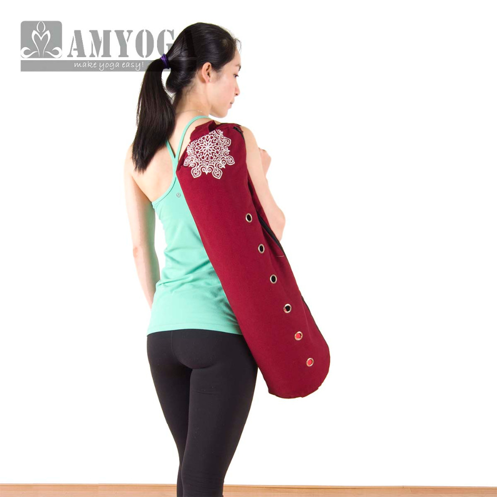 Yoga Of Fitness Mat - กระเป๋าใส่เสื่อโยคะแบบผ้าแคนวาส กระเป๋าสะพายไหล่เดียวสำหรับใส่เสื่อออกกำลังกาย กระเป๋าเป้สะพายหลังสำหรับฟิตเนสและกีฬา กระเป๋าโยคะสำหรับเสื่อขนาด 6-8 มม.