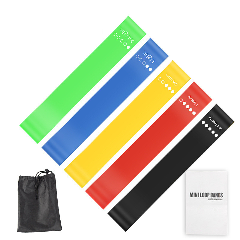 Yoga Fitness Resistance Band - ชุดยางยืดออกกำลังกาย TPE 5 ชิ้น พร้อมกระเป๋าเก็บและคู่มือการใช้งาน ยางยืดออกกำลังกายสำหรับโยคะ