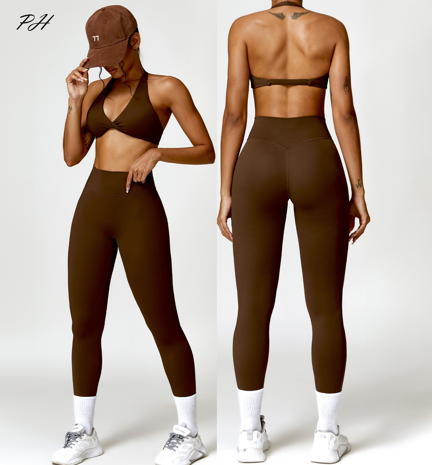 Yoga Fitness Kleidung - ชุดออกกำลังกาย2ชิ้นลายนู้ดสำหรับผู้หญิงชุดวอร์มชุดเล่นโยคะสำหรับใส่ไปยิมฟิตเนสวิ่งออกกำลังกายชุดออกกำลังกายเลกกิ้งบราทรงสปอร์ต