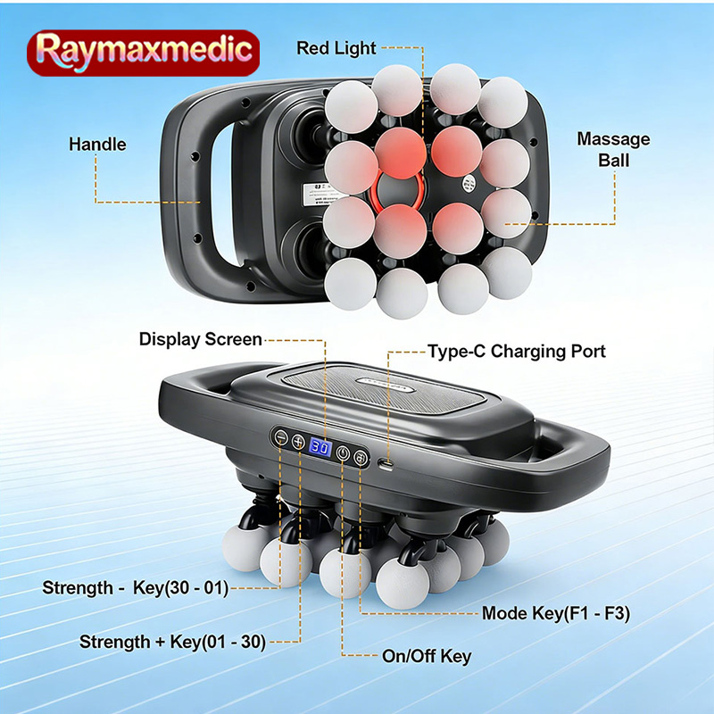 Vibration Massage Gun - ปืนนวดกล้ามเนื้อ 16 หัวปรับได้ ความถี่สูง นวดผ่อนคลายร่างกาย บริเวณเอว