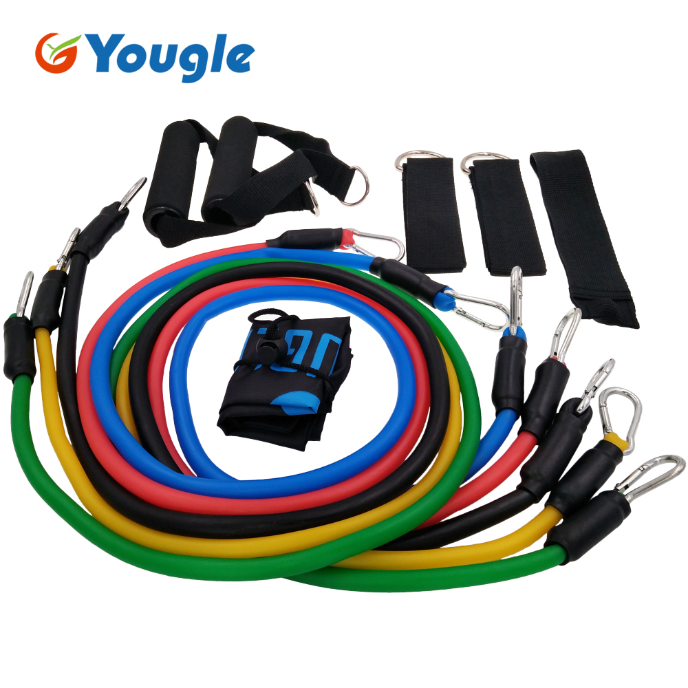 Yoga Fitness Resistance Band - YOUGLE 11ชิ้น/เซ็ตดึงเชือกออกกำลังกายความต้านทานยางเหยียบ Excerciser Body การออกกำลังกายโยคะ