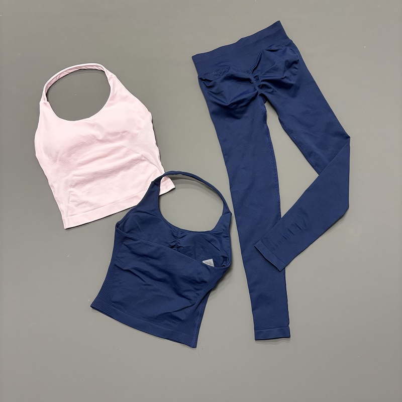 Yoga Fitness Kleidung - ชุดออกกำลังกายแบบ 2 ชิ้น คอ halter สำหรับผู้หญิง