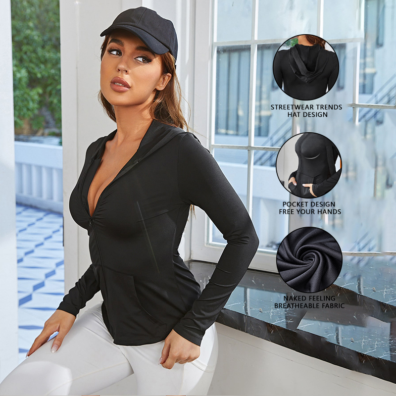 เสื้อโค้ทออกกำลังกายผู้หญิงสีด - Fitness Yoga บทวิจารณ์และราคา
