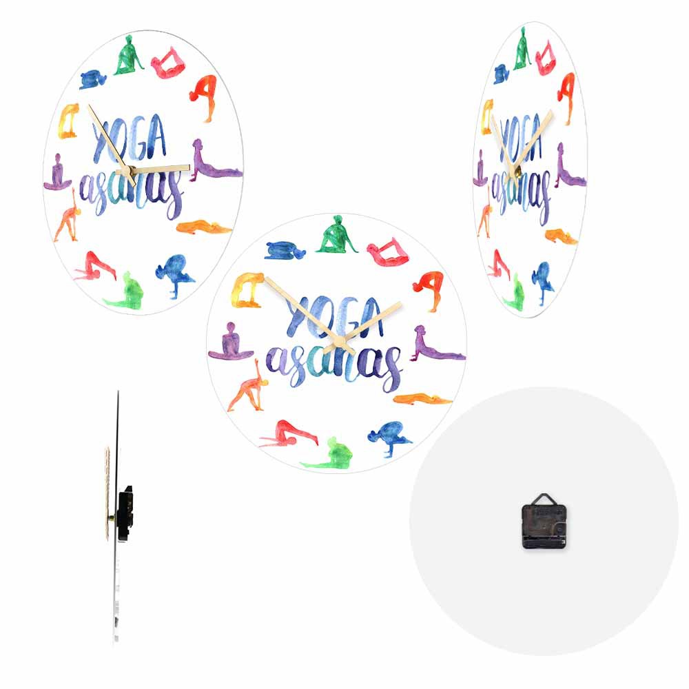นาฬิกาแขวนผนังลายโยคะสีน้ำ ท่า - Yoga Fitness Studio บทวิจารณ์และราคา