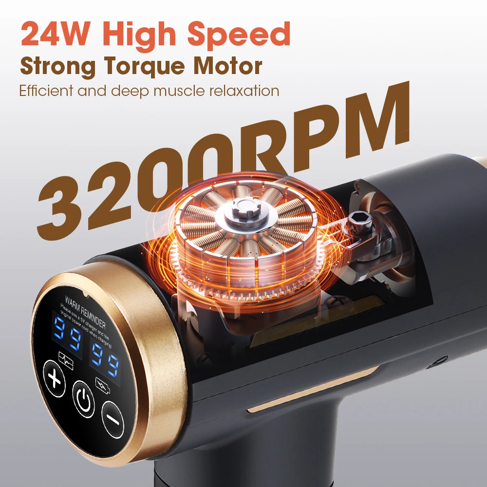 ปืนนวดไฟฟ้า 24 วัตต์ 99 ระดับป - Vibration Massage Gun บทวิจารณ์และราคา