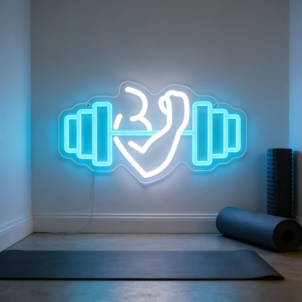 ป้ายไฟนีออนรูปดัมเบลบicep สำหร - Yoga Fitness Studio บทวิจารณ์และราคา